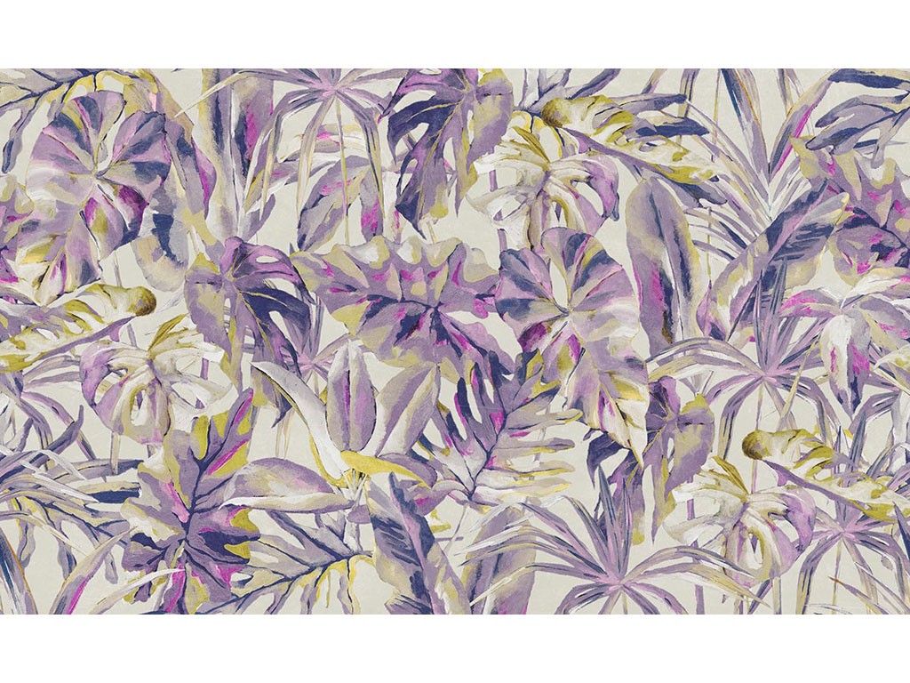 WallPepper®/Group. Carta da parati realizzata con materiali naturali, ecocompatibili, privi di PVC e certificati. È autrice del decoro “Deep jungle” l’illustratrice rumena Alice Carmen Goga.