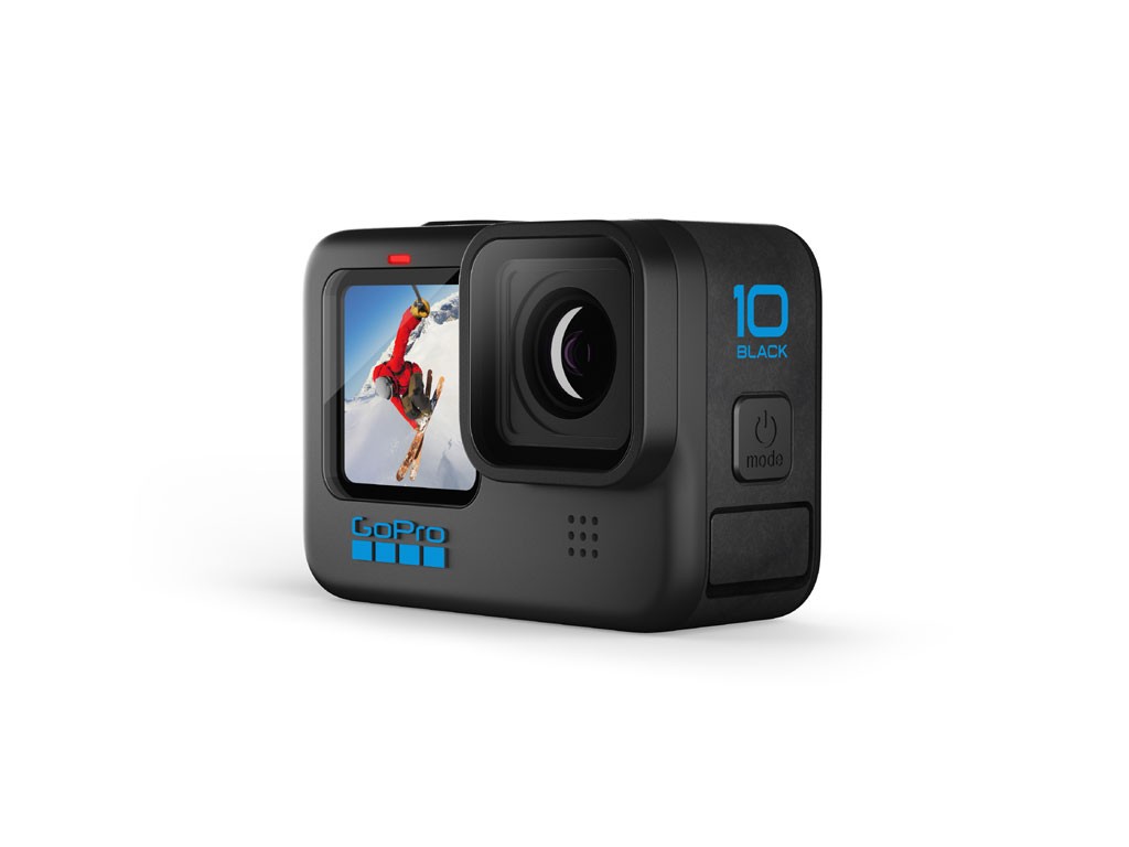 GoPro. HERO10 Black. Dettagli tecnici. Nuovo processore GP2. Video: 5,3K60, 4K120, 2,7K240. Estrazione di fotogrammi fino a 19,6 megapixel. Foto a 23 megapixel. Prestazioni migliori in condizioni di scarsa illuminazione. Stabilizzazione video HyperSmooth 4.0 di ultima generazione. Limite di inclinazione dell’allineamento con l’orizzonte aumentato a 45 gradi nei video in 4K60, 2,7K120 e 1080p120. Display frontale a colori, con frequenze dei fotogrammi più elevate per un’anteprima dal vivo più fluida. Touch screen posteriore più veloce e reattivo con zoom tattile. Trasferimento dei contenuti più veloce. Tre modi di trasferire i contenuti: caricamento su Cloud, trasferimento wireless e nuovo trasferimento via cavo sul telefono. Nuova lente protettiva con design idrorepellente. Batteria da 1720 mAh ricaricabile e rimovibile. TimeWarp 3.0 con velocità reale e velocità dimezzata. Live streaming a 1080p con stabilizzazione video HyperSmooth 4.0. Modalità webcam a 1080p. Strumenti avanzati: HindSight, LiveBurst, acquisizione programmata e durata acquisizione. SuperFoto + HDR. Video notturno temporizzato. Foto in formato RAW. Obiettivi digitali che offrono una prospettiva Ultra-grandangolare (SuperView), Ampia, Lineare e Stretta. Controllo vocale con 13 comandi in 11 lingue e 6 accenti. Tre microfoni con riduzione del rumore del vento avanzata. Audio stereo + RAW. Preimpostazioni + scorciatoie a schermo personalizzate. Guide di montaggio pieghevoli integrate per fissare la fotocamera ai supporti GoPro. Robusta e impermeabile fino a 10 m. Compatibilità con la funzione di ricarica rapida. Compatibile con l’Unità multimediale opzionale, il Mod per lo schermo, il Mod per le luci e il Mod per obbiettivo Max. Prezzo: euro 429,98 su GoPro.com + anno di abbonamento a GoPro o a euro 529,99 senza iscrizione.