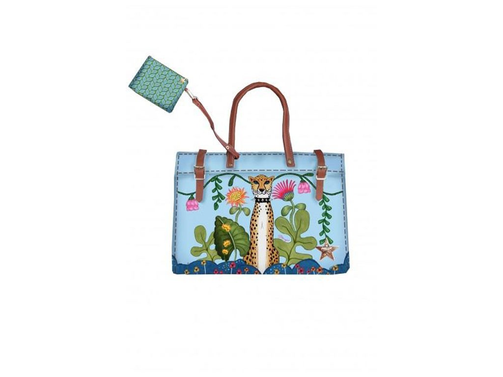 Pin-Up Stars. Borsa Shopper Canvas Jungla Attitude. Molto capiente la borsa è dotata di manici rinforzati in eco-pelle e di una pochette interna. La base è rigida. Prezzo: euro 130,00 (scontato del 20% sull’e-commerce dell’azienda).
