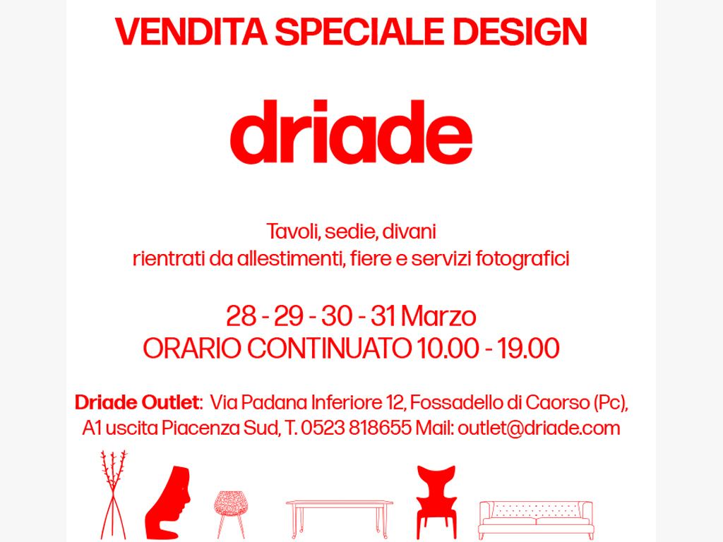 driade vendita speciale design marzo 2019