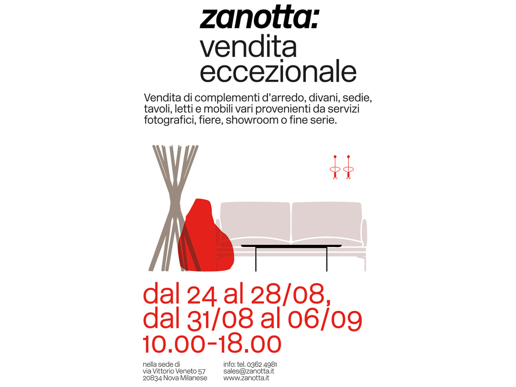 Zanotta Vendita Eccezionale Agosto e Settembre 2020 a Nova Milanese