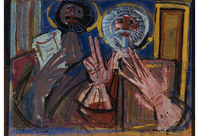 Luigi Spazzapan Cosma e Damiano benedicenti, 1951
