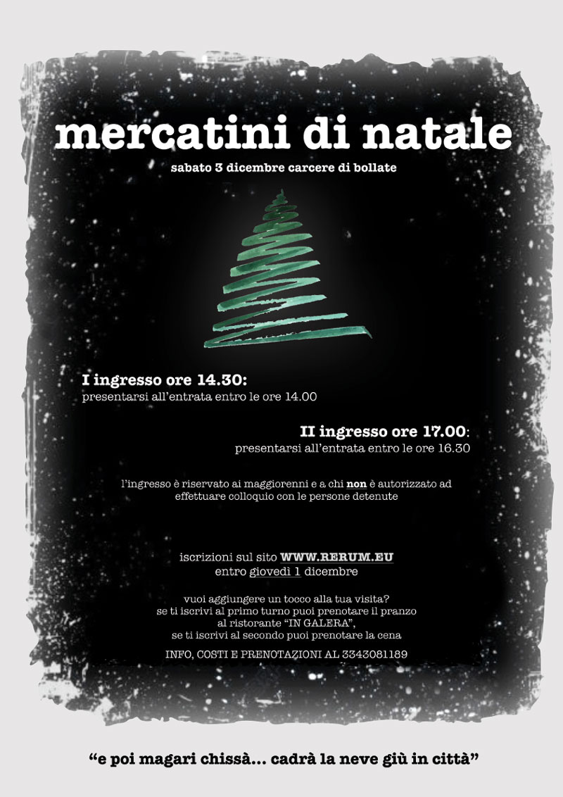 Sabato 3 dicembre 2022 torna alla II Casa di Reclusione di Milano Bollate il Mercatino di Natale