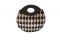 La Milanesa. Oblo’. Borsa 100% velluto e seta. Manici in gomau e tracolla oro. Dimensioni: L40xP5 cm. Colori: bianco e nero o panna. Prezzo: euro 240,00.