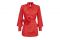 NaraCamicie. Blusa rossa in popeline con manica lunga, arricciatura frontale e grandi fiori dello stesso tessuto applicati sul fianco.