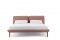 De Padova. Letto matrimoniale Yuva, design Aksu/Suardi (2015). La struttura della testiera è in acciaio e legno. Gambe in frassino tinto rovere con piedini regolabili. Rivestimento della testata e della base in tessuto sfoderabile.