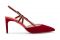 René Caovilla. Decollété con punta affusolata in velluto rosso con tacco midi a stiletto e suola glitter. Fall/Winter 2017-2018. Collezione Autunno/Inverno 2017-2018.