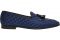 Loriblu. Loafer elegante e ricercato in raso intrecciato blu notte con nappine, elegante e ricercato con suola in cuoio e gomma antiscivolo.