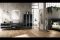 Scavolini Bagno. Nell’immagine, ambiente bagno arredato con il programma Diesel Open Workshop di Scavolini, realizzato in collaborazione con Diesel. La base è in Laccato Opaco Grigio Ferro con piano in Corian® Gravel. Soluzioni che arricchiscono la componibilità del programma d’arredo sono: la specchiera rettangolare Square Lunar su disegno Diesel con luce led, il lavabo Sink Rectangular in Mineralmarmo, finitura lucida. Sulla destra, il separé Total Screen con rete metallica e tubolare finitura Acciaio Soft.