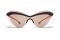 Mykita+Maison Margiela. Con una visiera senza bordi che si estende oltre al taglio laser a vivo, il modello “Mylon” presenta un aspetto solido e futuristico, riadattamento dell’iconica montatura vintage a “occhi di gatto”.