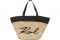Karl Lagerfeld on Farfetech.com. Borsa a mano “K/Ikonik” di colore beige e marrone in paglia con manici e chiusura a zip.
