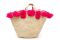 Etincelles su Coltortiboutique.com. Cesto sfoderato in paglia intrecciata decorato con pompon a contrasto e doppio manico in ecopelle.