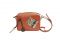 Giorgia Milani. Borsa in vitello spazzolato arancio con taschina esterna in pelle stampata effetto pitone e lunga tracolla.