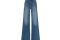 Frame. Jeans “Le Palazzo” in misto cotone blu sbiadito hanno vita alta, chiusura con bottone e zip, design a cinque tasche e bordi sfrangiati. Su Farfetch.com
