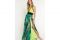 Hanita. Abito lungo della collezione Spring/Summer 2020. Stampa tropicale: jungle, azzurro e fiordaliso. Scollo americano. Chiusura al collo con fiocco a nodo. Punto vita alto. Gonna ampia e profondo spacco laterale. (euro 505,00).