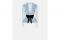 Philosophy di Lorenzo Serafini. Romantica blusa in pizzo color celeste con ruches e pois neri floccati all-over che creano un sensuale effetto see-through.