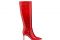 Mario Valentino. Stivale con punta sfilata e tacco stiletto 75mm, realizzato in vitello lucido a stampa cocco declinato in tonalità rosso veneziano. La pratica zip interna per la chiusura completa il modello.