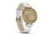 Garmin. Smartwatch Lily™, nell’immagine la versione Classic: cinturino in morbida pelle italiana; tonalità: evergreen sul tono del bianco, del grigio tortora e del grigio fumo; acciaio inossidabile della lunetta e delle parti metalliche; fini motivi geometrici sul quadrante. Prezzo consigliato: euro 249,99. Versione Sport: cinturino in silicone; colorazioni: bianco, sabbia e viola delicato. Il motivo del quadrante, racchiuso in una cassa con lunetta in alluminio,  richiama il mondo della natura, del benessere e del relax. Prezzo consigliato: euro 199,99.
Funzioni: monitoraggio della respirazione, il pulsossimetro Pulse Ox che analizza il livello di ossigenazione del sangue, il controllo del livello di stress, dell’idratazione, della qualità del sonno e l’analisi della frequenza cardiaca 24 ore su 24, con un sistema di avvisi all’utente in caso di rilevazioni anomale relative al battito. Inoltre funzione Body Battery™ che visualizza sul display il livello di energia del proprio corpo, utile per programmare allenamenti e tempi di riposo. Monitoraggio del ciclo mestruale e della gravidanza.