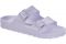 Birkenstock. Arizona EVA. (Art.Nr. 1017046). Sandalo, tonalità purple fog, leggero e flessibile, in pregiata plastica EVA inodore e testata contro le sostanze inquinanti. Impermeabili e lavabili. Plantare anatomico, Si completa di due cinturini con fibbia ad ardiglione regolabili individualmente. Ideale per la spiaggia, in giardino o per i centri benessere. Made in Germany. Prezzo: euro 45,00.