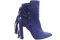 Vianolfi56. Ankle boot, blu Cina in suede, con nappe sul retro sempre in suede. Collezione Autunno/Inverno 2017-2018. Fall/Winter 2017-2018 Collection.