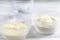 Dal ricettario Culligan “Risotto cacio e pepe con burro di mandorla” realizzato dallo Chef Luca Malacrida. Il segreto di un burro di mandorla bianco brillante è l’utilizzo di acqua affinata frizzante fredda che oltre a facilitarne l’amalgama non le fa ossidare. Nell’immagine a destra il burro di mandarla realizzato con acqua affinata e a sinistra con acqua non affinata.