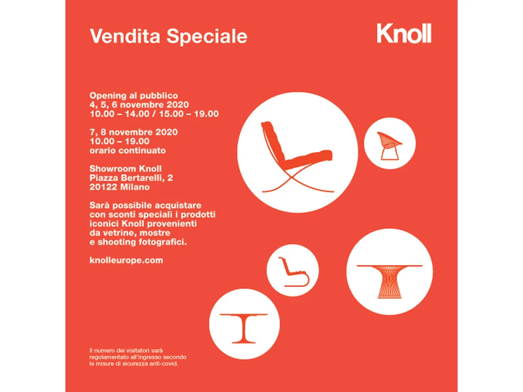 Knoll Vendita Speciale 2020 dal 4 all'8 novembre a Milano