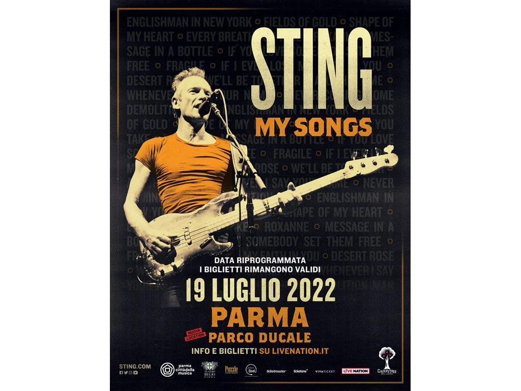 Sting My Songs 2021-2022 Le date in Italia Parma Taormina e Torino